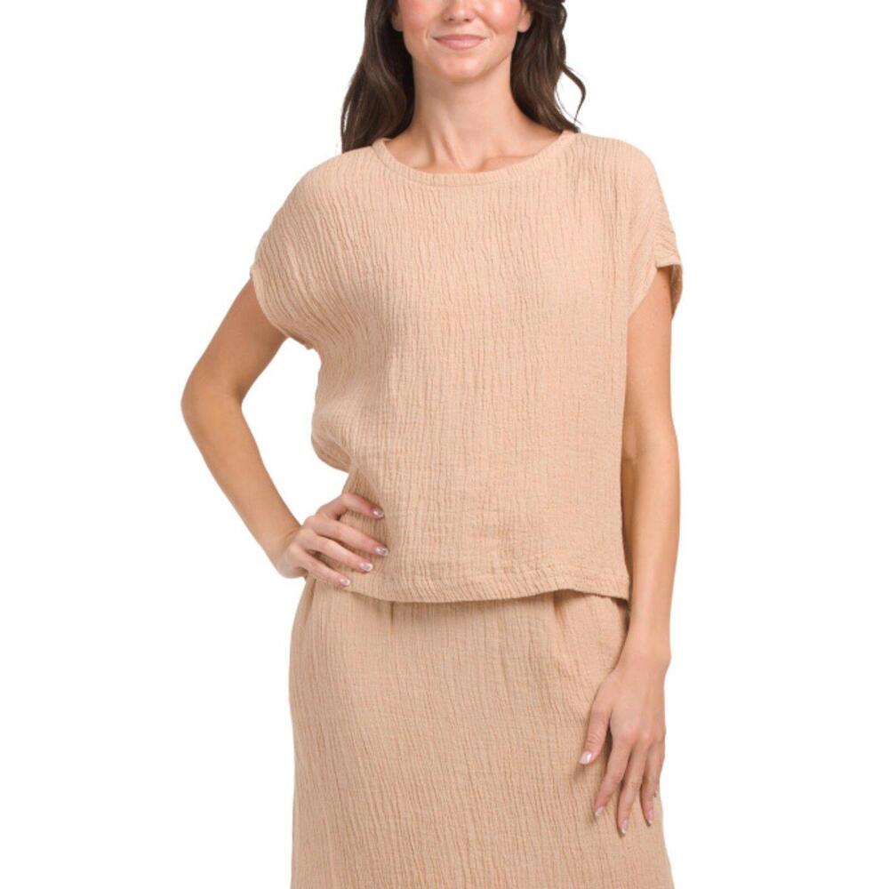 NWT set TAHARI Linen Pull On Skirt Ginger Root Linen Cap Sleeve Shirt xl GG12 - Picture 4 of 5